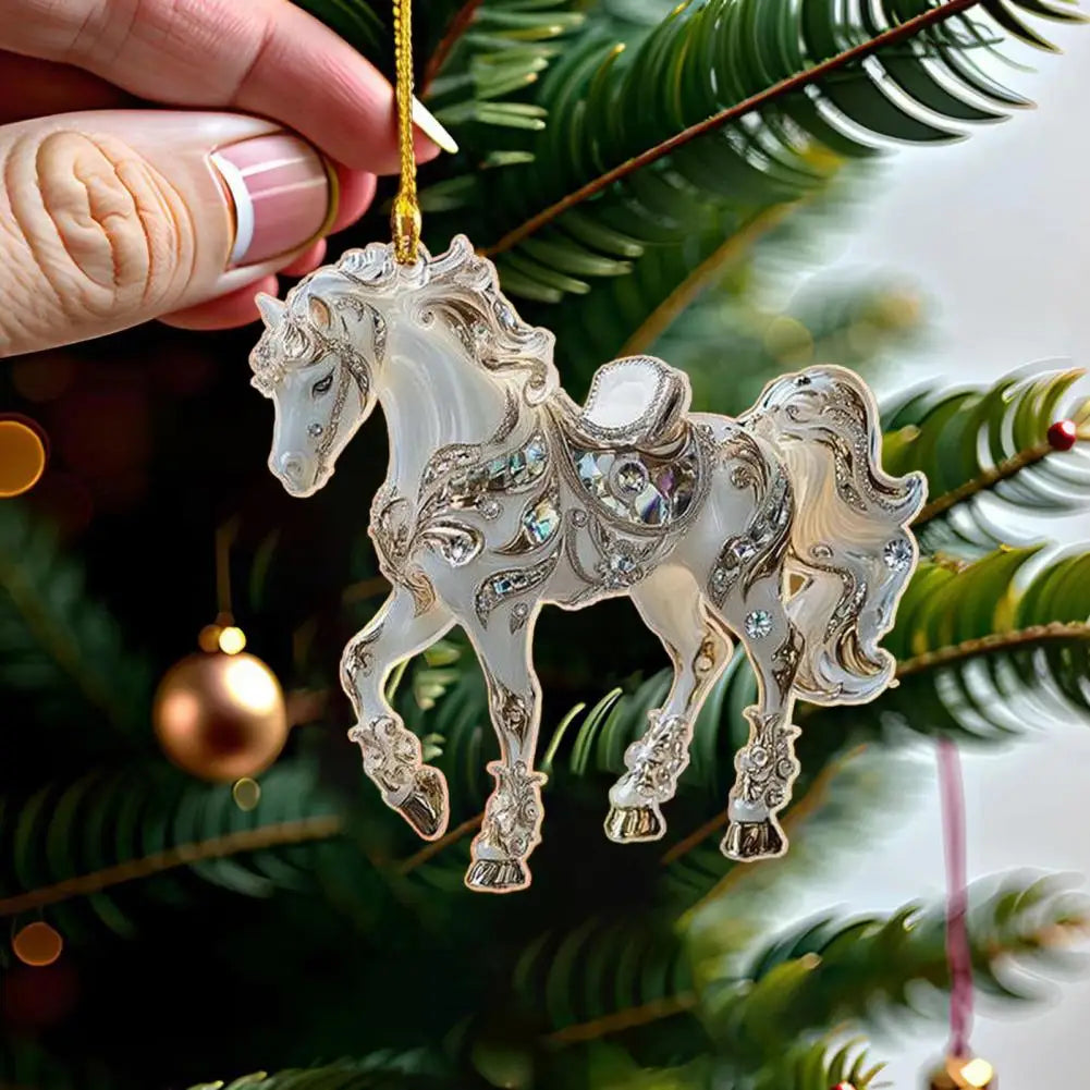 Car Rearview Mirror Pendant Acrylic Horse Car Charm Christmas Tree Ornament Personalized Hanging Ornament Cute Car Accessories