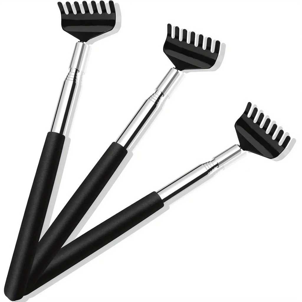 Telescopic Back Scratcher Scratching Backscratcher Massager Metal Stainless Steel Tool with Carrying Bag
