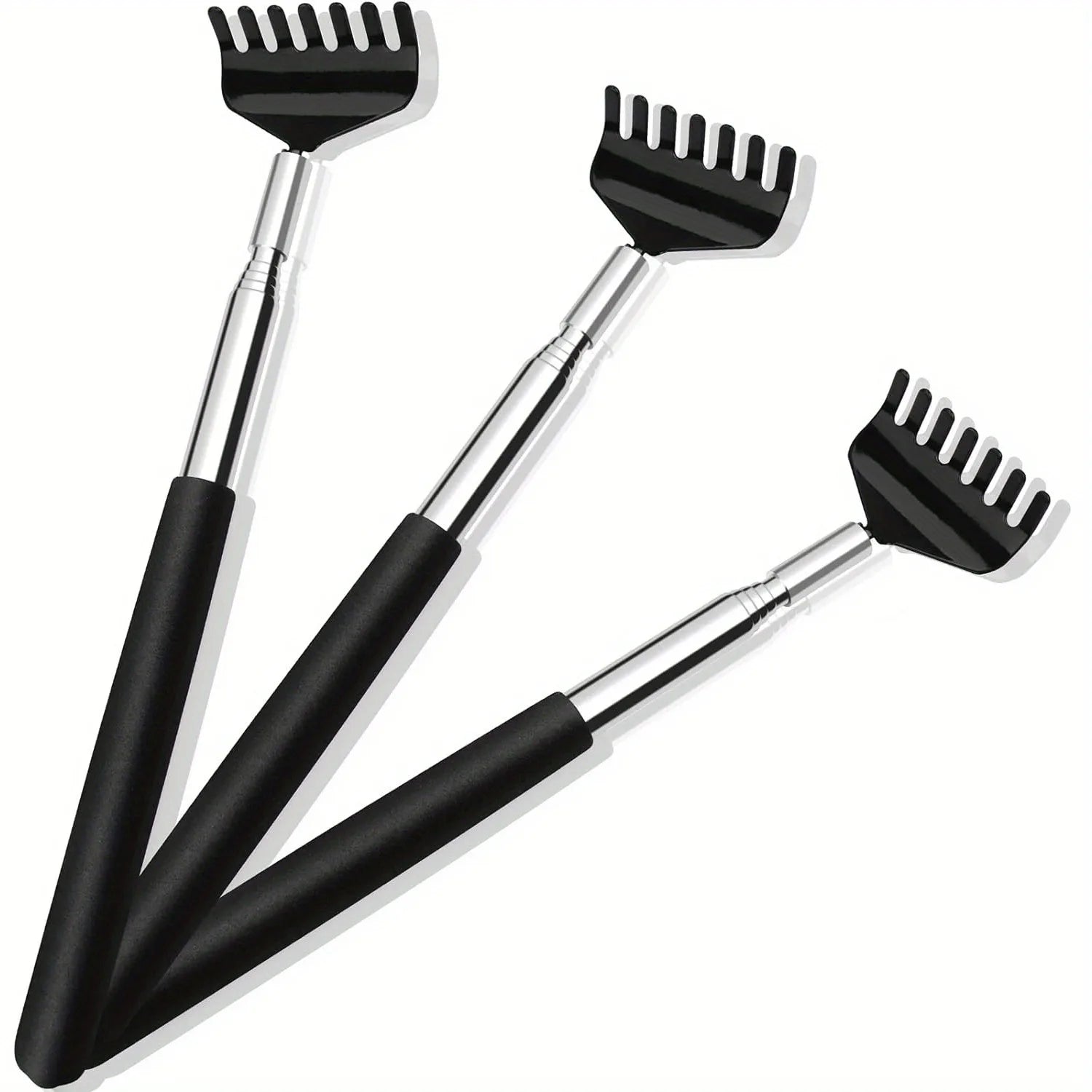 Telescopic Back Scratcher Scratching Backscratcher Massager Metal Stainless Steel Tool with Carrying Bag