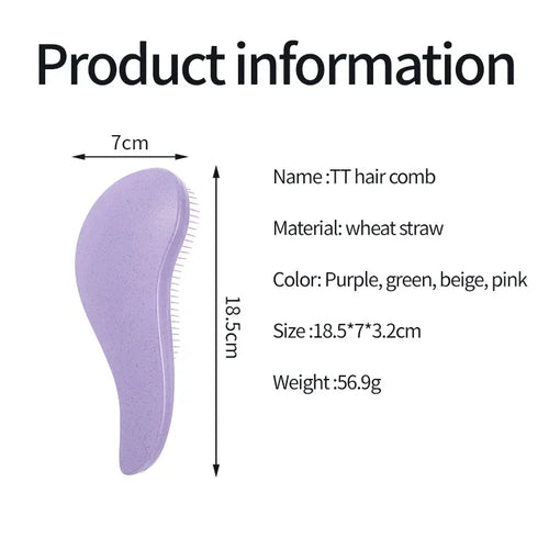 1pcs Magic Detangling Hairbrush Soft Wheat Straw Scalp Massage Comb Anti-static Gentle Grooming Brush Salon Hair Styling Brush