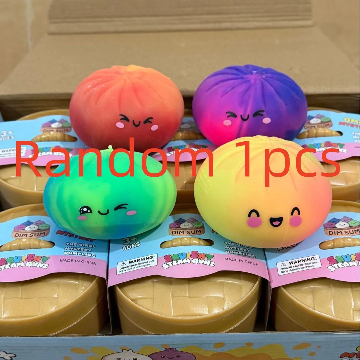 Rainbow Dumpling Squishes Stress Balls Fidget Sensory Toys Simulation Food Squishy Bun with Steamer Squeeze Toy Fans Gift