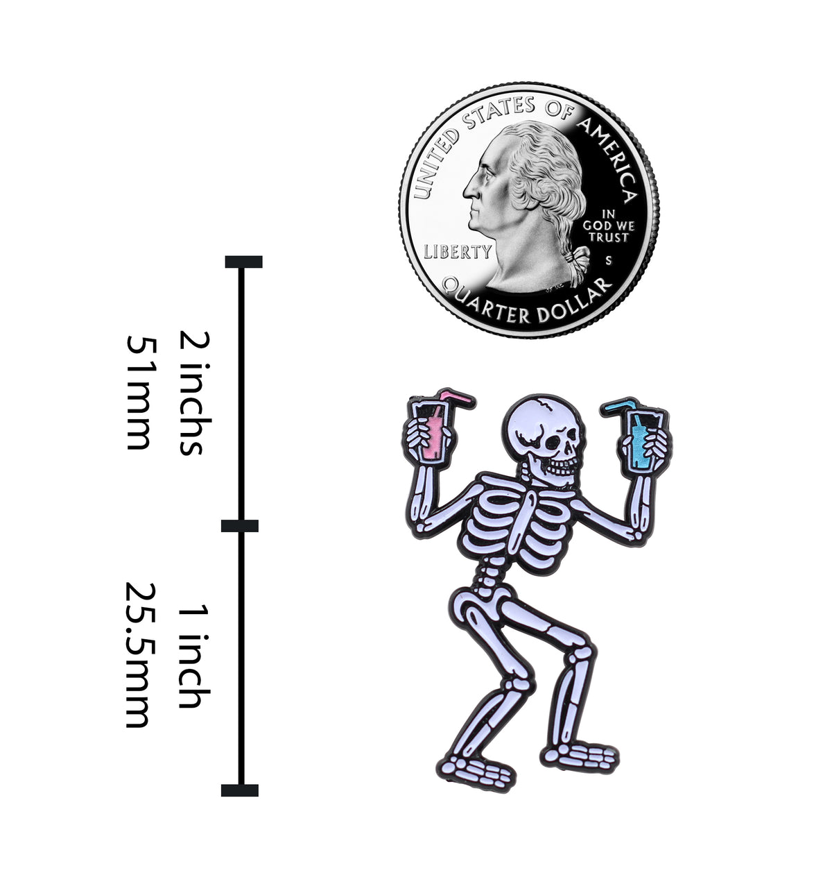 Party Skeleton Glow-in-the-Dark ‘Till You Die Pin